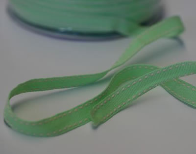 Strano Designs - 3/8" Mint w Pale Pink Stitching - 35 yards  (sold individually)